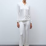 Pyjama uni en maille ECRU pour femme MONOPRIX