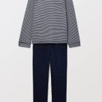 Pyjama long à rayures et pois en coton BIO GOTS BLEU FONCE pour femme MONOPRIX