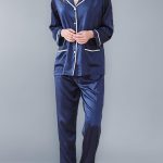 Susenstone Pyjama Satin Femme Ete en Soie Manche Longues Sexy Col V Ensemble Pyjama Ado Fille Pas Cher A La Mode Chic VêTement De Nuit (M, Bleu) : ...