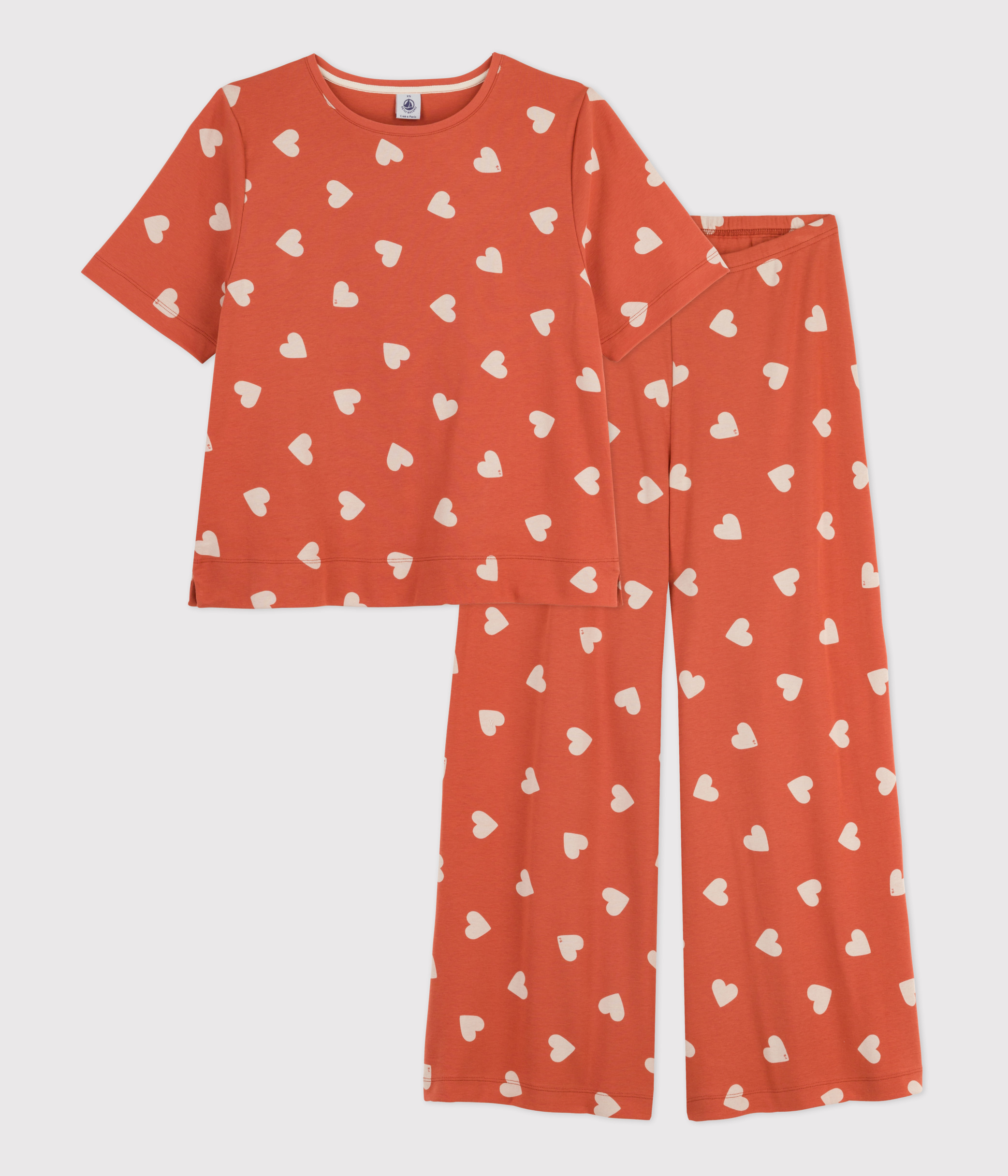 pyjama-petit-bateau-femme-057sdb-1.jpg Pyjama cœur femme en coton BRANDY/AVALANCHE A056701210 | Petit Bateau – Image 1