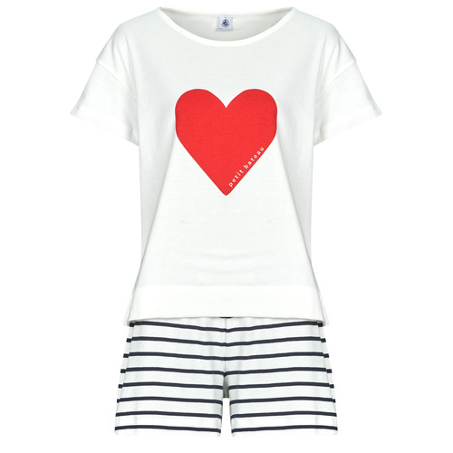 pyjama-petit-bateau-femme-849rcc-1.jpg Petit Bateau PYJACOURT Blanc / Multicolore Chaussure pas cher avec Shoes.fr ! Vêtements Ensembles de pyjama Femme 42,00 € – Image 1