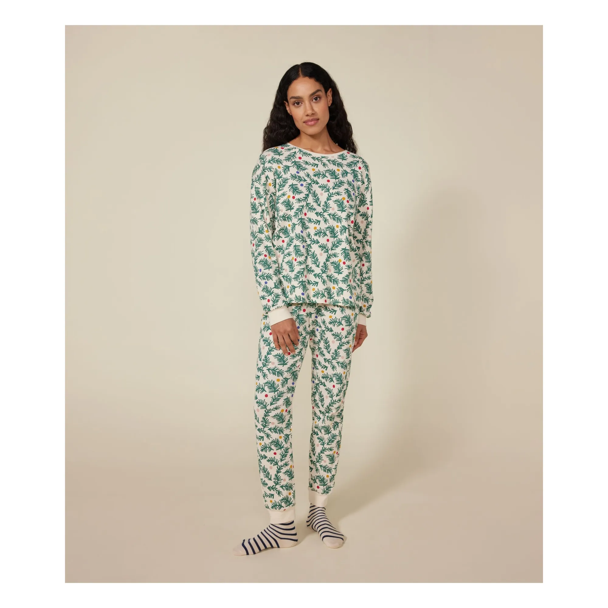 pyjama-petit-bateau-femme-924lpu.webp Petit Bateau Ensemble Pyjama Noël Collection Femme Vert | Smallable – Image 1