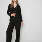 Pyjama boyfriend à passepoil contrastant Noir Femme | Primark
