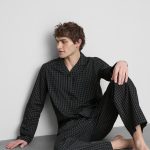 Pyjama long en popeline à carreaux Noir Homme | Primark