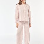 Pyjama long en popeline 2 pièces Rose