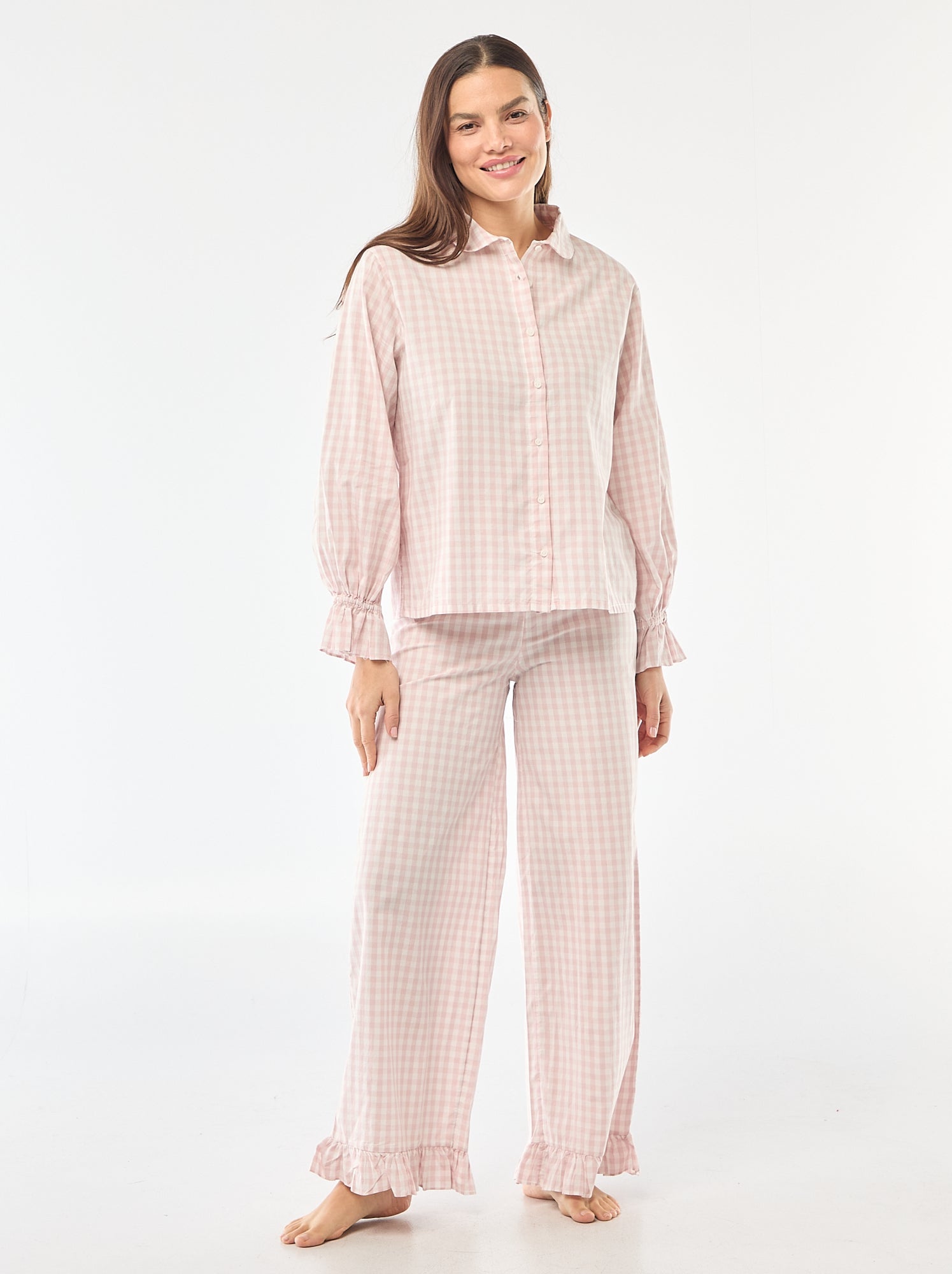 pyjama-rose-477mzn-1.jpg Pyjama long en popeline 2 pièces Rose – Image 1