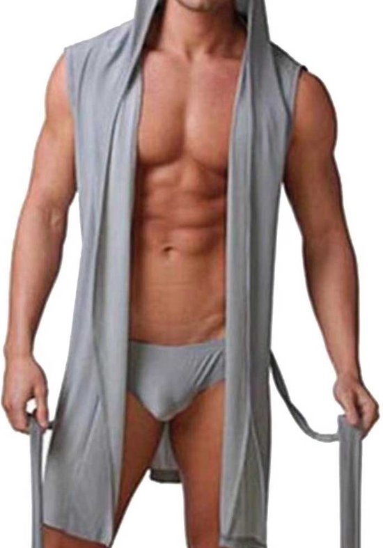 pyjama-sexy-homme-022fwo-1.jpg Pyjama sexy avec slip pour homme Épaules ouvertes Grijs À capuche Homme Lingerie | bol – Image 1