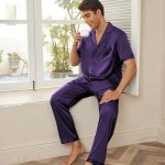 Ensemble de pyjama en satin violet pour homme, vêtements de nuit sexy et bon marché en... | bol