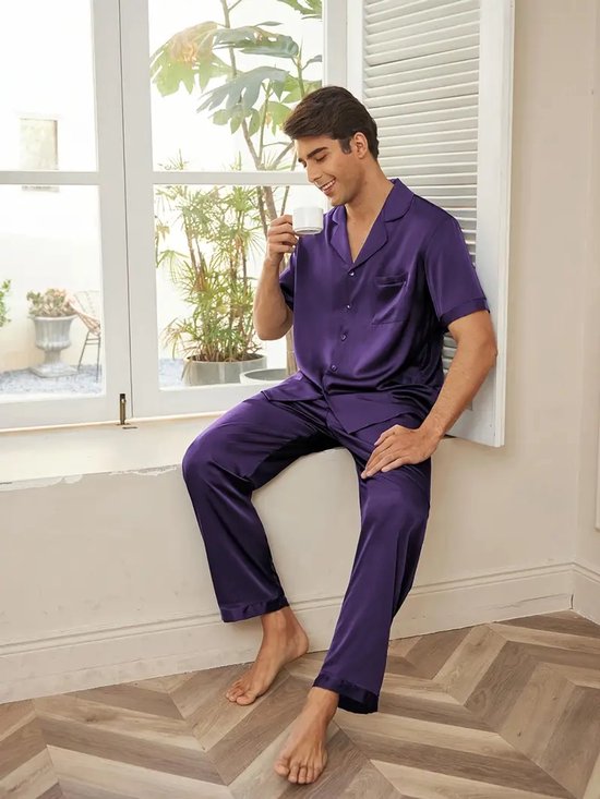 pyjama-sexy-homme-424qhq-1.jpg Ensemble de pyjama en satin violet pour homme, vêtements de nuit sexy et bon marché en... | bol – Image 1