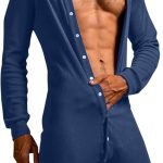 CUTeFiorino Pyjama sexy pour homme Coupe ajustée Avec boutons Manches longues Mode Pyjama en coton Pour homme, Marine21, L : Amazon.fr: Mode