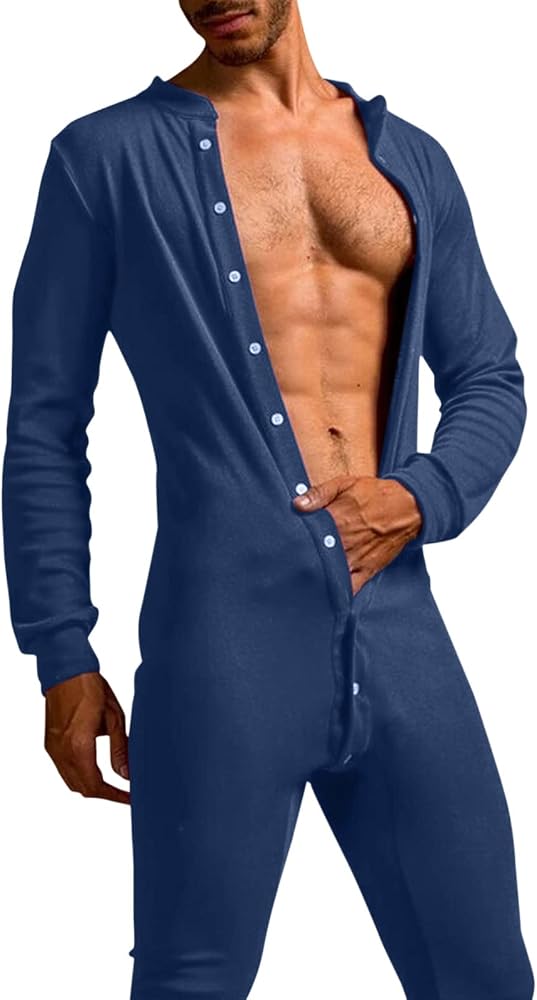 pyjama-sexy-homme-926lke-1.jpg CUTeFiorino Pyjama sexy pour homme Coupe ajustée Avec boutons Manches longues Mode Pyjama en coton Pour homme, Marine21, L : Amazon.fr: Mode – Image 1