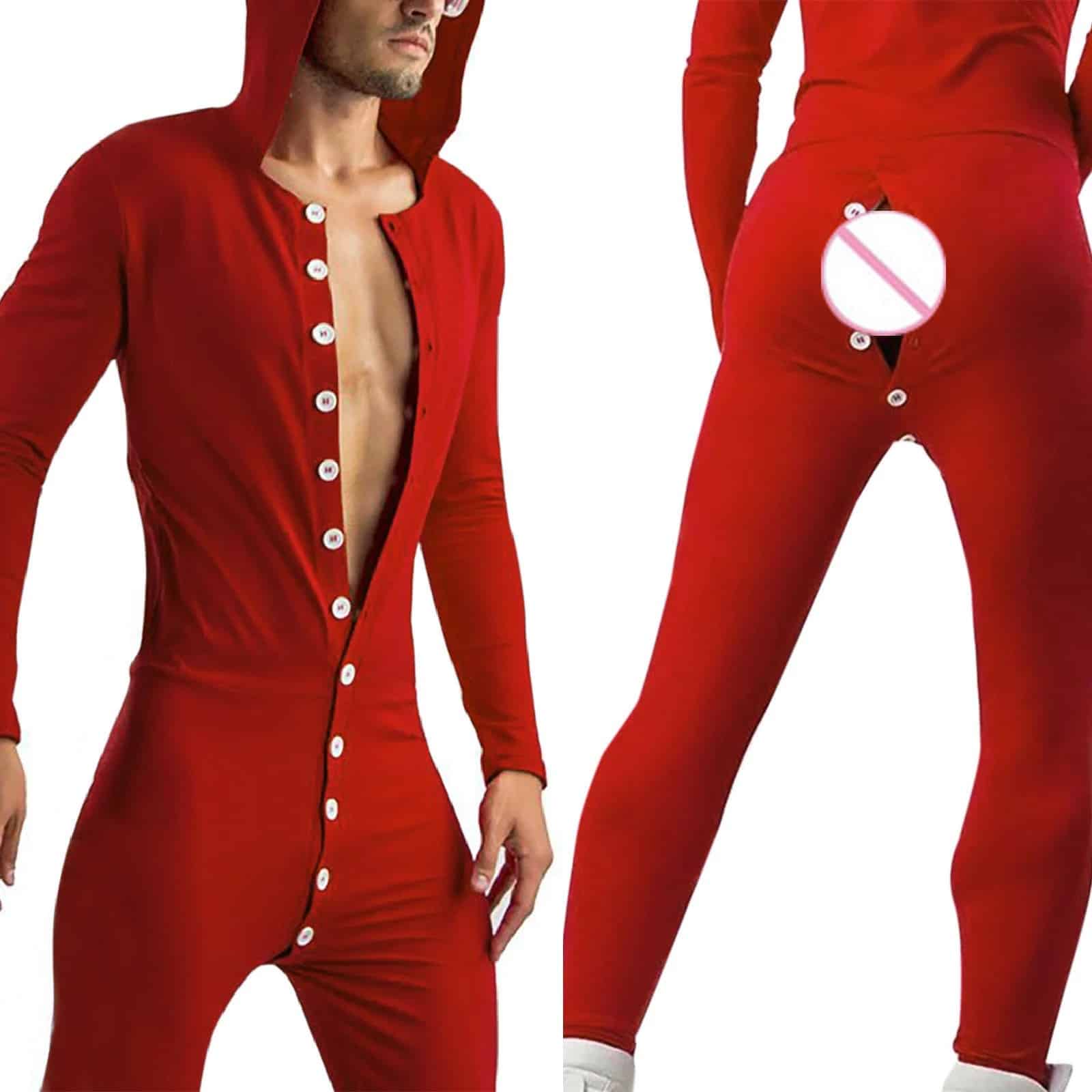 pyjama-sexy-homme-996ueo-1.jpg Combinaison homme unie avec capuche et boutons | Boutique Pyjama Livraison Gratuite – Image 1