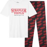 Stranger Things Pyjama Fille et Ado, Ensemble T Shirt et Pantalon Long, Vêtement de Nuit Confortable, Idee Cadeau Fille (13 14 Ans, Blanc/Noir) : Amazon.fr: Mode