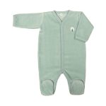 Pyjama bébé en velours de coton bio vert aqua Eveil&Nature