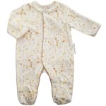 Pyjama dors bien bébé fille en velours crème imprimé Fleurs