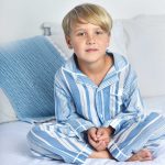 Pyjama garçon à rayures bleues et blanches Thomas