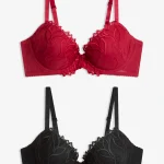 Lot de 2 soutiens gorge à coques et broderies rouge foncé/noir • Prix 22,99 € • Boutique bonprix